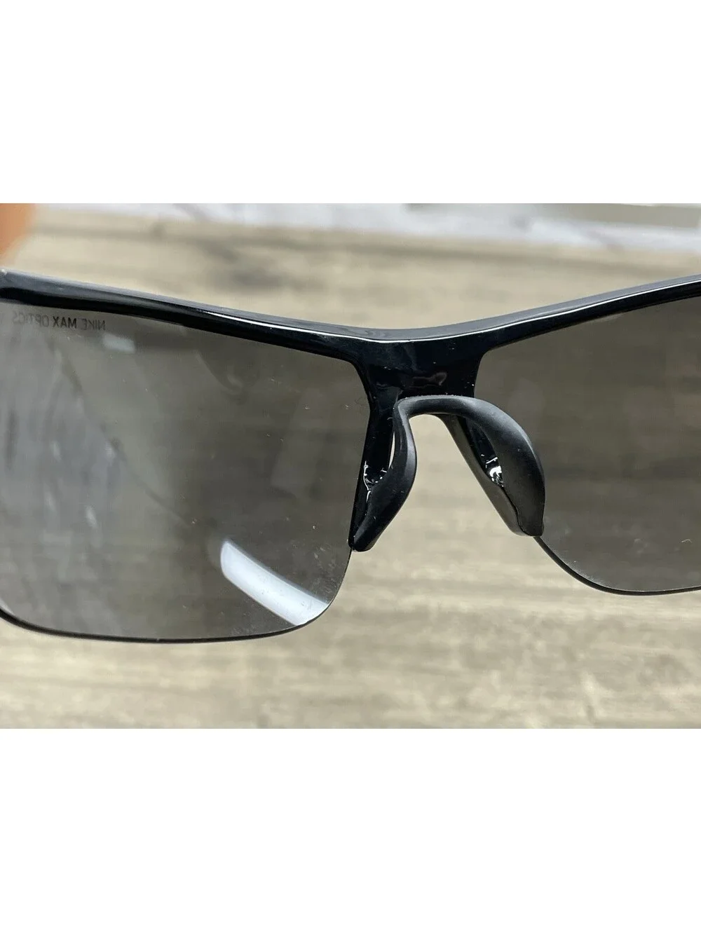 Nike TRAINER EV0934 001 317 Men's Black Wrap Half Rimless Sunglasses Grey Lenses